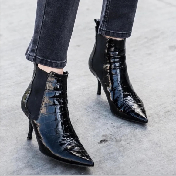 Anine Bing Stevie Black Croc Leather Booties size 39 - Picture 15 of 15